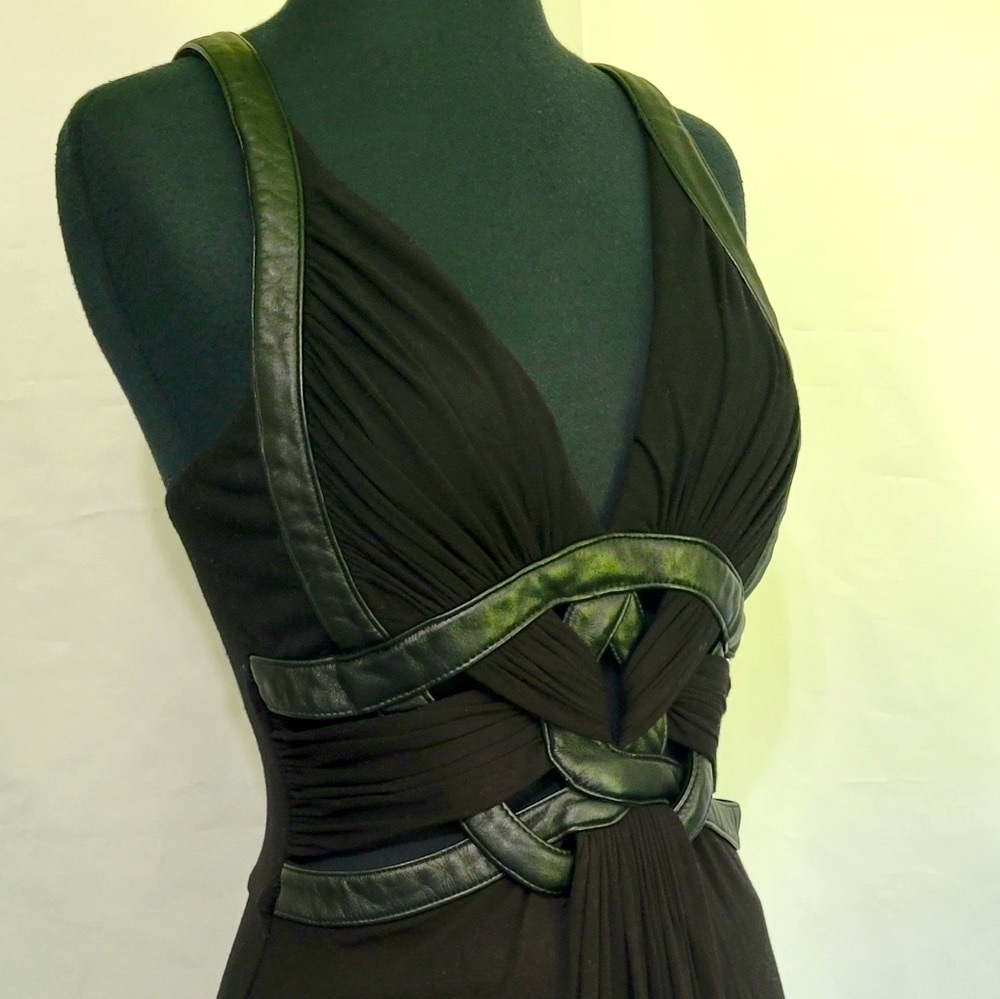 Vintage Fit & Flare Faux Leather Detail Sleeveless Blouse